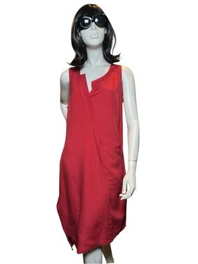 Tara Vao Pink Linen Blend Lagen Look Boho Asymmetrical Minimalist Dress Size M